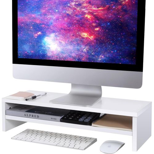 Monitor Stand Riser, 2 Tiers Screen Stand for Laptop ComputerTVPCPrinter, Multifunctional Desktop Organizer 216L x 78 W x 52 H (White)