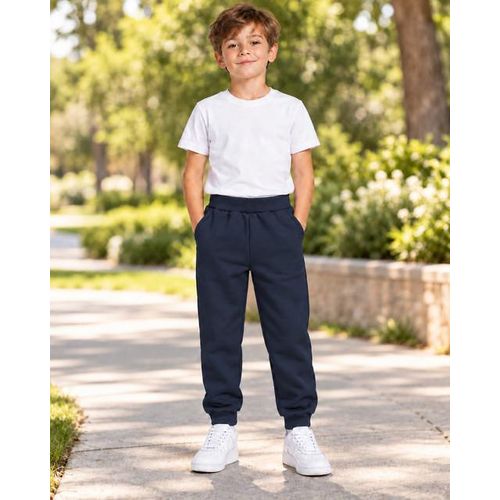 Boys’ Fleece-Lined Winter Melton Sweatpants with Elastic Waist & Side Pockets