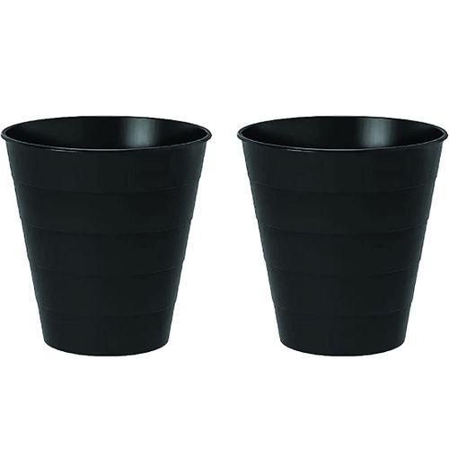 2 Black Plastic Garbage Baskets for Kitchen and Bathroom