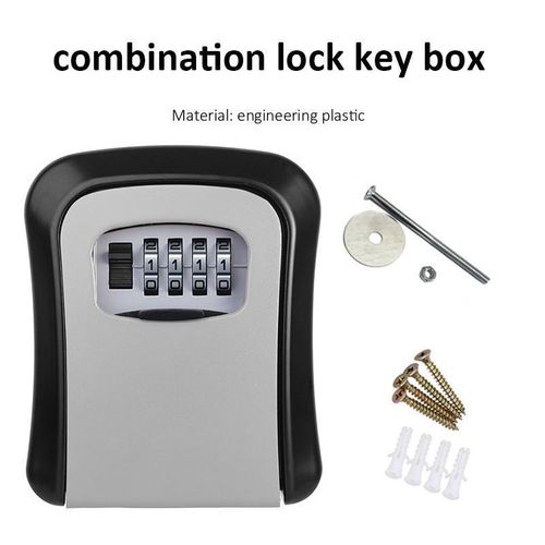 Wall Mount Key Lock Box with 4-Digit Combination Lock – Secure Key Safe for Indoor & Outdoor Use – Heavy-Duty Metal Key Storage Box for Home, Office & Entry Cards