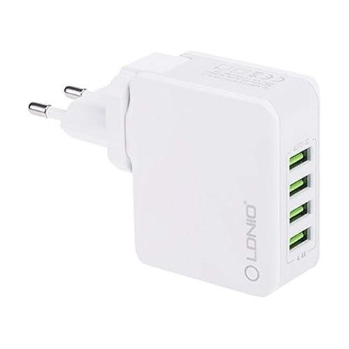 22W Fast Wall Charger A4403 with 4 USB Ports and Lightning Cable, White