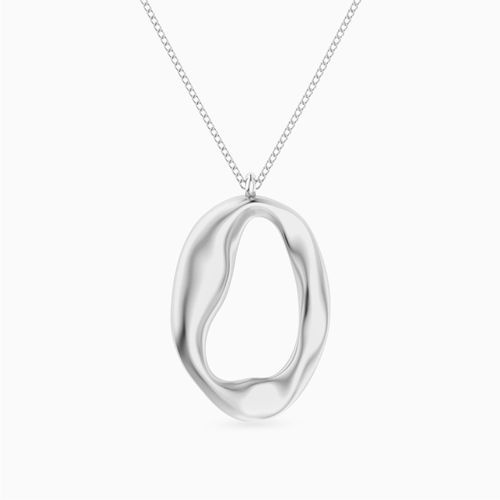 Abstract Loop Necklace In Silver.