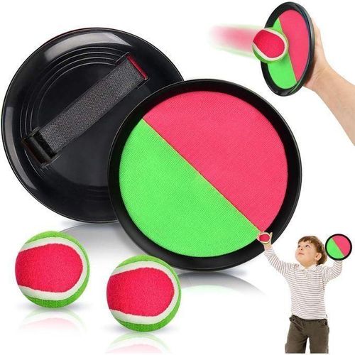 Sticky Toss & Catch Ball Game Set – 2 Velcro Paddles & Ball – Outdoor Backyard Toy for Kids & Adults – Multicolor (Color May Vary) – Promotes Teamwork, Coordination & Active Play