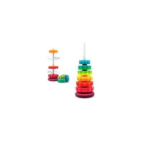 LUCKFUTURE Rainbow Spinning Tower Educational Spinning Stacking Toys, Rainbow Stacking Rings Baby Toy, Toddler Toys Montessori Sensory Learning Toy for Girls and Boys, 1-3 Years Old