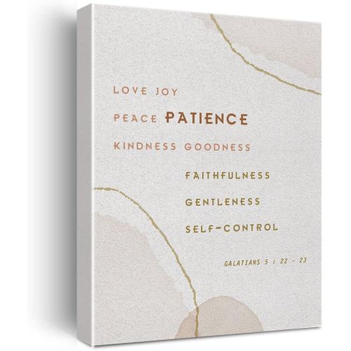 Xiolcxdr Bible Verse Canvas Print Decor Love Joy Peace Patience Galatians 5:22-23 Wall Painting Posters Artwork 12X15 Home Office Decoration (Framed)
