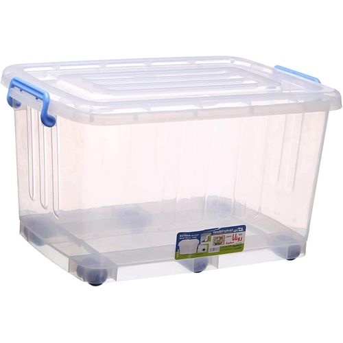 Khurshid Rotana Large Storage Box with Lid 112L Plastic Storage Box with Wheel, Stackable Storage Box for Home, Office, Garage, Workshop, Clear 6223003235772