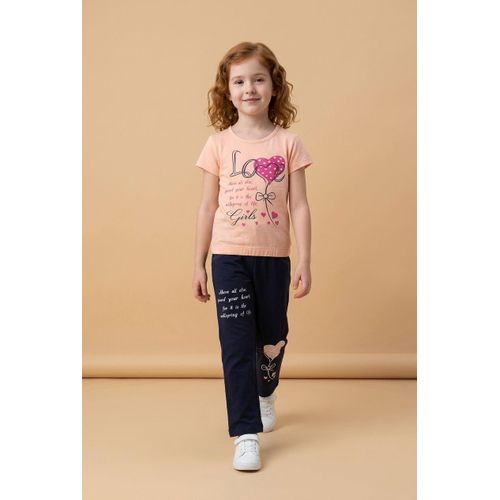 Girls Casual Set – Printed T-Shirt & Cotton Pants