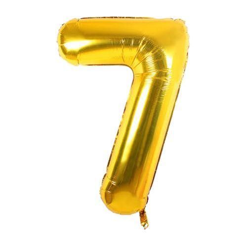 بالون هيليوم براق باللون الذهبي على شكل رقم 7 بحجم 32 بوصة