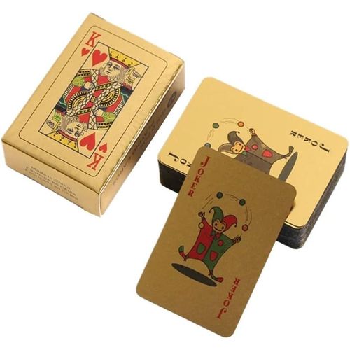 Mini baraja de cartas, mini cartas doradas, naipes impermeables para fiestas y juegos