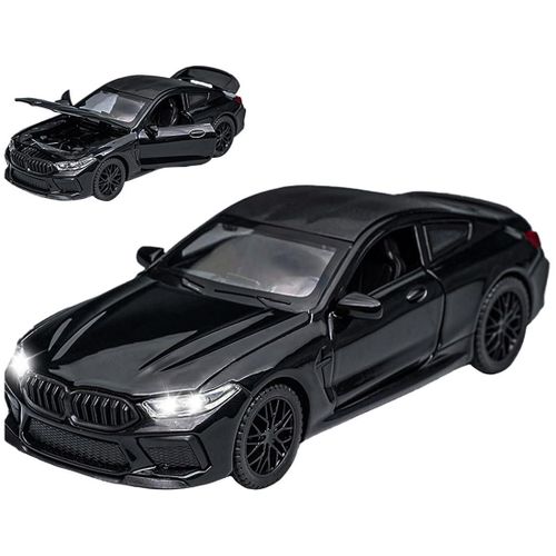 Wembley Pull Back M8 Die-Cast Model Car 1:32 Scale Metal Toy Vehicle with Openable Doors & Light Engine Sound - Realistic Collectible for Boys Kids 3+ Years & Above - Black