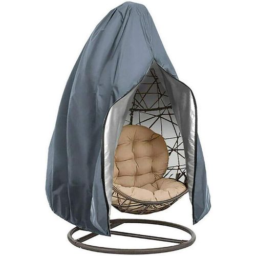 Patio Hanging Egg Chair Cover, Double 210D Fabric Oxford Waterproof Swinging Chair Cover, Veranda Patio Cocoon Egg Chair Garden Furniture Cover with Drawstring (No Chair) (190 x 115cm,Grey)