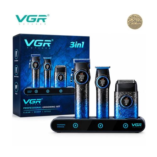 V-STEPLESS Pro Professional 3-in-1 Hair Cutting Kit – Blue