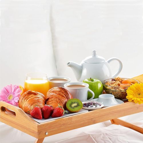 Signature Wooden Breakfast and Work Table – Folding Legs for Bed, Sofa or Office Use