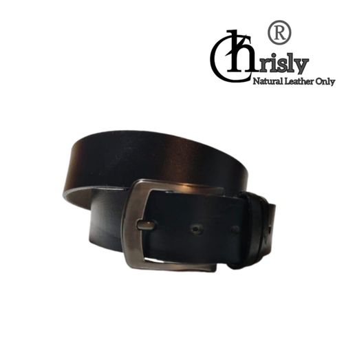 Natural Genuine Black Leather Belt 4 cm Width