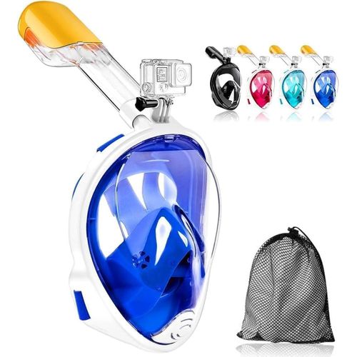 قناع غطس كامل الوجه، قناع غطس قابل للطي ومضاد للضباب، قناع غطس واسع الرؤية للأطفال والكبار (مقاس كبير-متوسط)