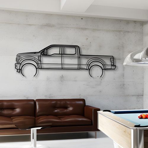 Giftaty Trucks Vehicle Silhouette Wall Art – Automotive Decor for Garage, Man Cave, Office & Home – Wall art, office, home, room creative decor, framed posters (2017 F-250 Powerstroke, M)