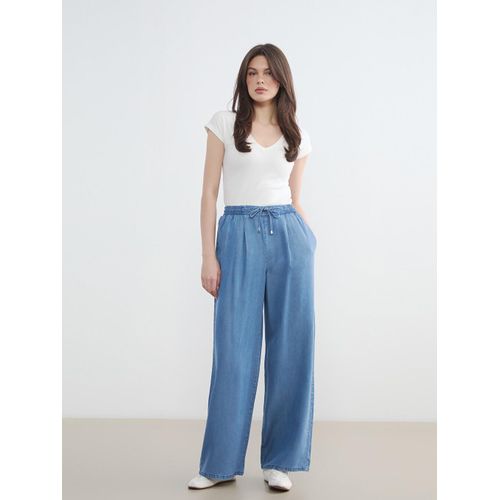 Elasticated Waist Wide Leg Women's Jeans