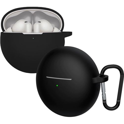 Protective case for Huawei FreeBuds 7i shockproof anti-vibration fingerprint-resistant silicone case with carabiner attachment - BLACK