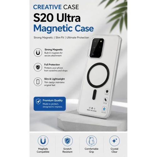 Transparent Cover for Samsung Galaxy S20 ULTRA Clear Magnetic Case