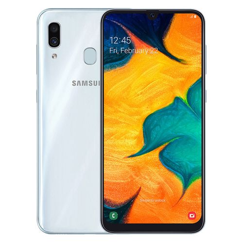 موبايل سامسونج جالكسي موبايل سامسونج جالاكسي Samsung Galaxy A30 موبايل 6.4 بوصة 64 جيجا بايت ثنائي الشريحة 4G- أبيض