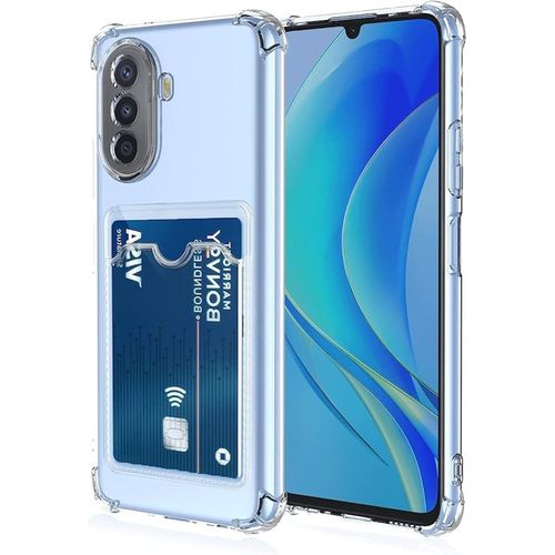 Transparent Case With Anti-Shock Corners With Card Holder For Huawei Nova Y70 / Huawei Nova Y70 Plus -Transparent