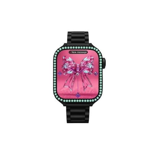 MW23 Mini Smartwatch for Women - 36mm Touch Screen, Bluetooth Calling, Heart Rate & Fitness Tracker, IP68 Waterproof with 3 Interchangeable Straps (Black)