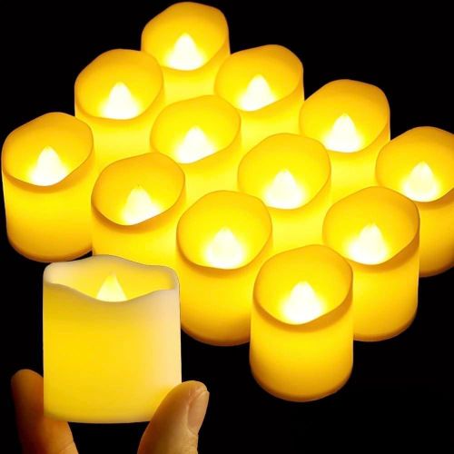 Flameless Candles, Fake Flameless Candles, 24 Pack 200+ Hours Battery Operated LED Lights Warm White, for Party, Table, Festival, Birthday Decorations (Slanted Candle)