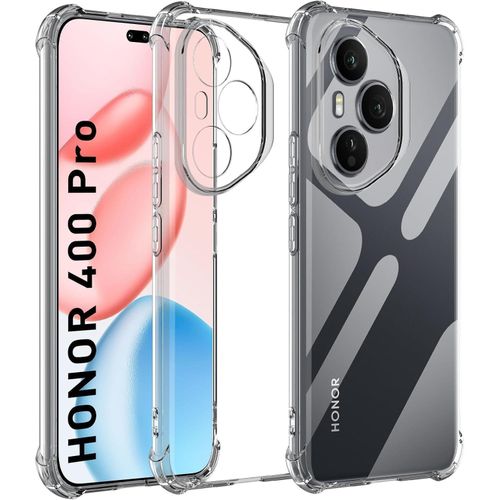 Case for Honor 400 Pro Clear Cover Shockproof flexible Silicone Bumper Cover Transparent Anti scratch TPU Full Camera Protection Case (Clear, Honor 400 Pro)