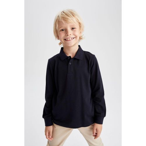 Boy Regular Fit Long Sleeve Polo T-Shirt - NAVY
