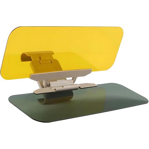 Car Sun Visor Extender – Universal fit for all vehicle types – Anti-glare for day and night driving (2 screens: yellow/black)