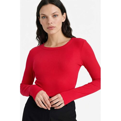 Slim Fit Basic Corduroy Ribbed T-Shirt