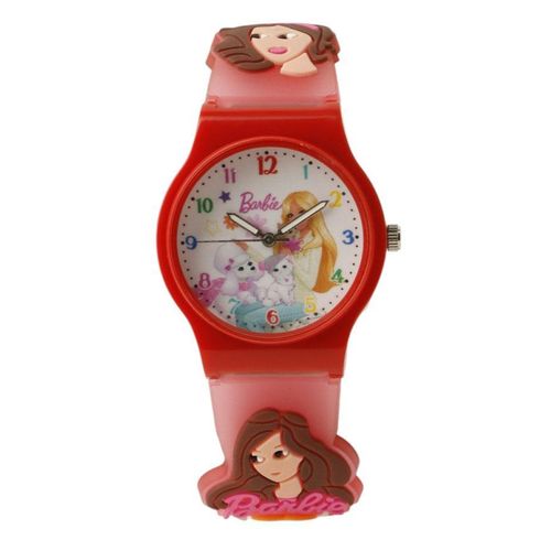 Kids Wrist Watch with Cartoon Designs – Comfortable Silicone Strap – Red Color