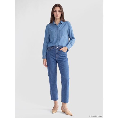 High Waisted Straight Fit Women's Jeans