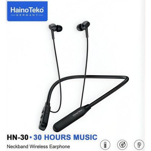 سماعة بلوتوث HN-30 – صوت نقي ستيريو وبطارية تدوم حتى 30 ساعة، ميكروفون مدمج، تدعم AUX وTF Card – أسود