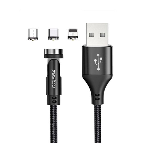 كابل CA68 مغناطيسي 3 في 1 – شحن سريع 2.4 أمبير، بطول 1.2 متر