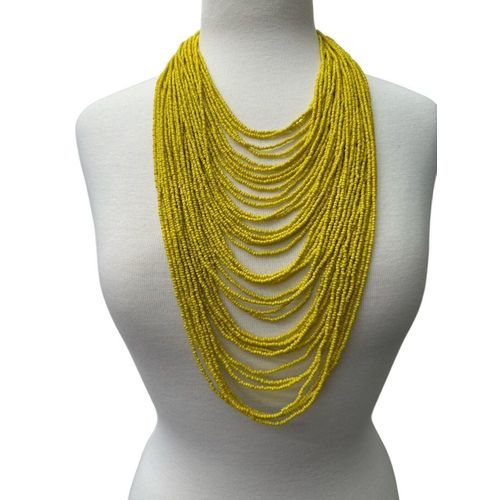 عقد حريمي جميل من خرز التفسيرة الأصفر