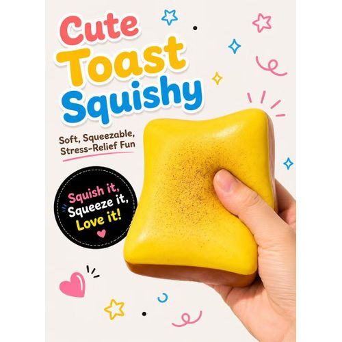 Bread Butter Squishy Slow Rising, Squeeze Toy with Soft High Density Gel, Fidget Toy for Stress Relief, Squishy Stress Balls Ultra Soft for Kids Adults Anxiety Relief, ADHD Stress Relief, Stocking Stuffers Party Favor Gifts, Yellow