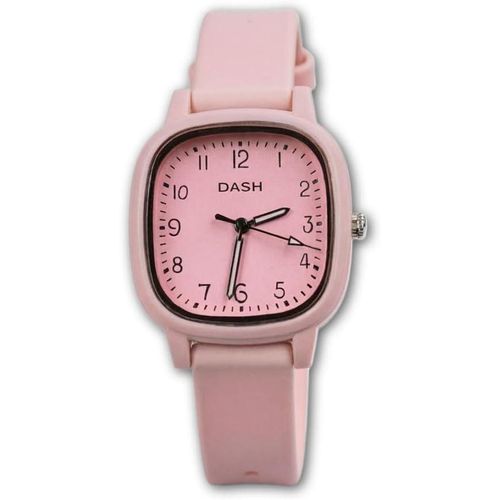 Watch - Women's Analogue Pink Silicone Strap Square Dial Casual Style Timepiece