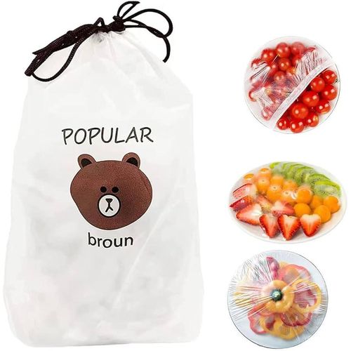 100 Pcs Fresh Keeping Bags, Cling Film Bag Plastic Food Storage