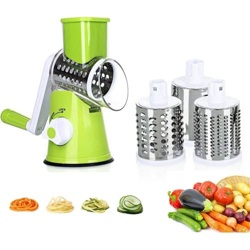 4 Pcs Vegetable Slicer 3 In 1 Handheld Spiral Rotary Drum Slicer For Vegetable Fruit Cheese Nut