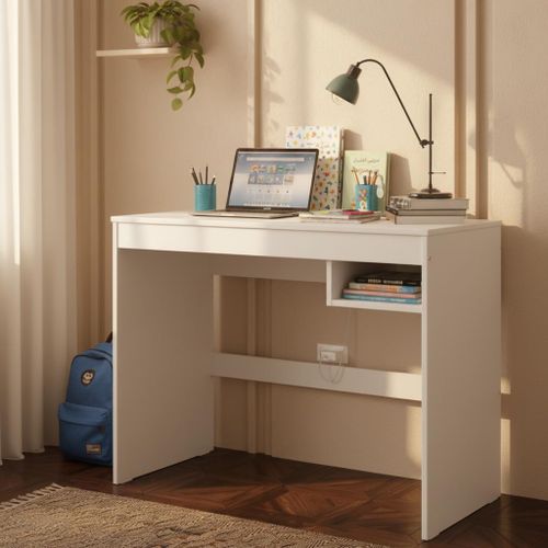 Computer Desk with Storage, Wood - White