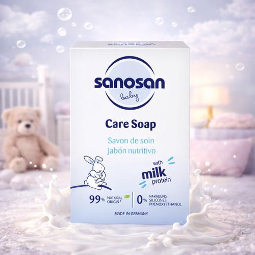 Baby Care Soap Savon de Soin 100g Gentle Cleansing Bar with Milk Protein Olive Oil for Sensitive Baby Skin Moisturizing Soothing Protective Daily Wash from Birth