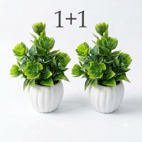 2pack Artificial Plants Small Fake Plants Home Decor Farmhouse Bathroom Shelf Decor, Realistic Decorative Faux Flower for Home, Office, Living Room and Table Decoration