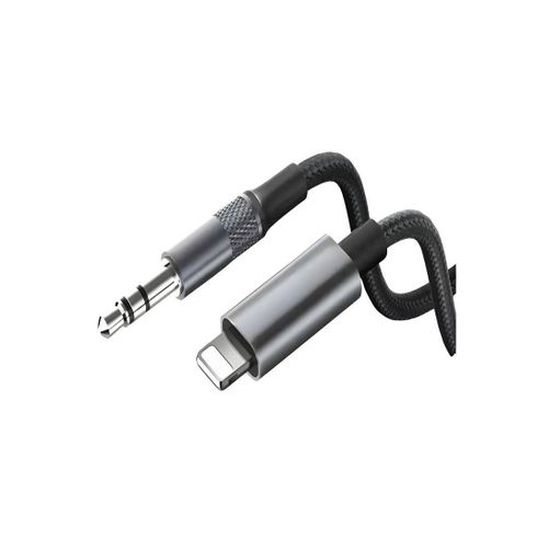 LDNIO Lightning to 3.5mm Aux Audio Cable (Model LS-Y81i) - Premium Nylon Braided Headphone Jack Adapter for iPhone 14/13/12/11/X/8/7, Car Stereo, and Speakers - Hi-Fi Sound, 1 Meter (Black)