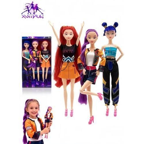 Kpop Demon Hunters Toys Action Dolls Set, 11.5-inch Poseable Dolls with Movable Joints, Collectible Model Toys for Fans and Kids Game Gift (Fashion Girls)