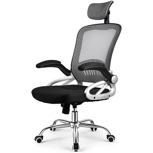 Ergonomic Office Chair, High-Back Reclining Chair, Comfortable Mesh Computer Chair, Cushion Lumbar Support, with Adjustable Swivel Rolling Gaming Chair (Grey) EL-Motahida