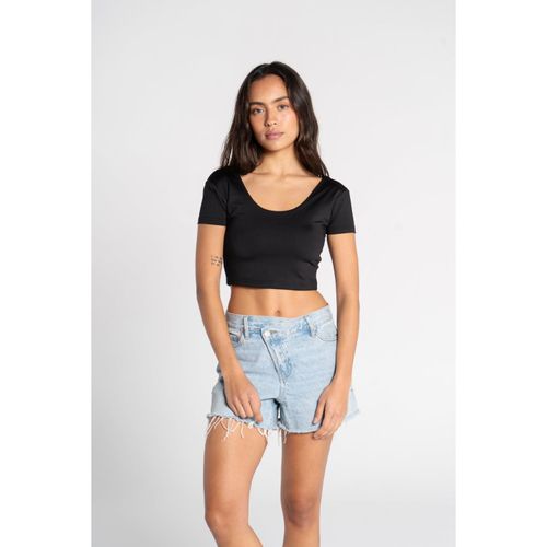 Cropped Backless Wide Neck - Black