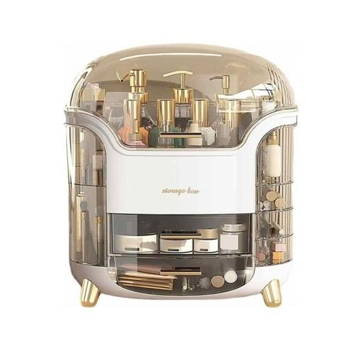 Makeup Storage Organizer, Large Skincare Organizers Cosmetic Display Case with Lid,Lipstick Organizer and Transparent Cover, Makeup Box for Bedroom Vanity Desk Countertop Bathroom