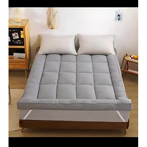 Soft and plush mattress with hotel-quality features - Size (200x200) - Height 7cm - Comfortable and practical (Light grey)