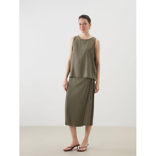Waist Zippered Textured Skirt